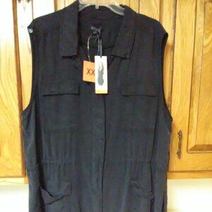 NWT Buffalo David Bitton Sleeveless Lightweight Tunic Vest - XXL - Black